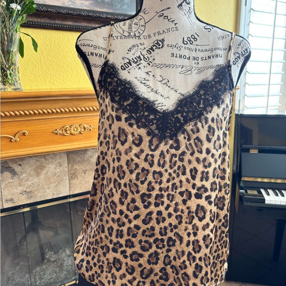 Abound Lace Trim Brown and Tan Camisole